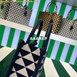 Replica Prada 1BA355 Symbole Jacquard Fabric Micro Bag Blue White 2