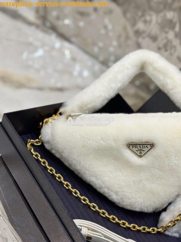 Replica Prada Re-edition Shearling Mini-bag 1BC543 White 6