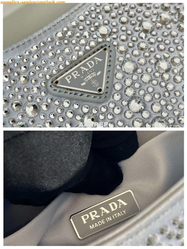 Replica Prada 1BC169 Prada Cleo satin bag with appliqués White 9