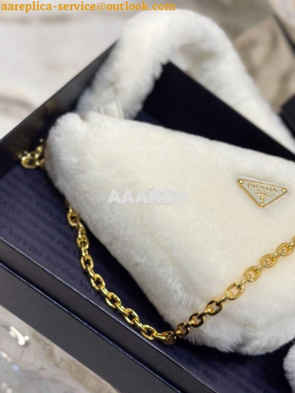 Replica Prada Re-edition Shearling Mini-bag 1BC543 White 10