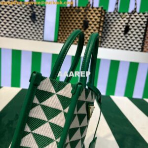 Replica Prada 1BA355 Symbole Jacquard Fabric Micro Bag Green White 2