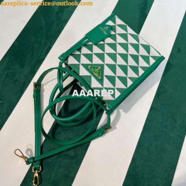 Replica Prada 1BA355 Symbole Jacquard Fabric Micro Bag Green White 6