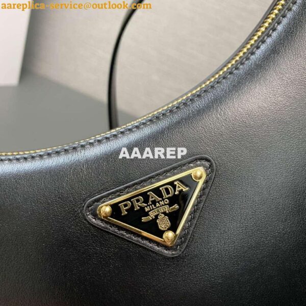 Replica Prada 1BC194 Prada Arqué Leather Shoulder Bag Black 5