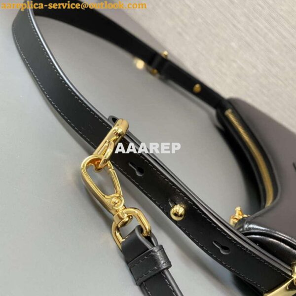 Replica Prada 1BC194 Prada Arqué Leather Shoulder Bag Black 6