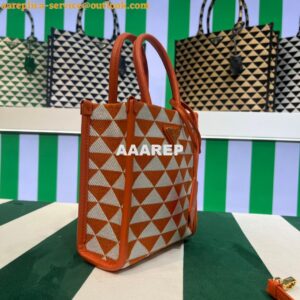 Replica Prada 1BA355 Symbole Jacquard Fabric Micro Bag Orange White