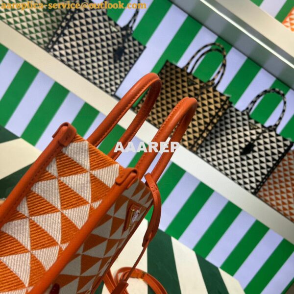 Replica Prada 1BA355 Symbole Jacquard Fabric Micro Bag Orange White 4