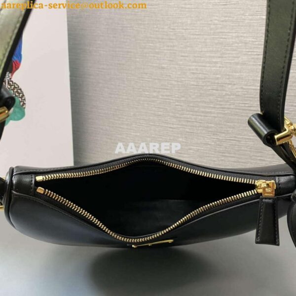 Replica Prada 1BC194 Prada Arqué Leather Shoulder Bag Black 9