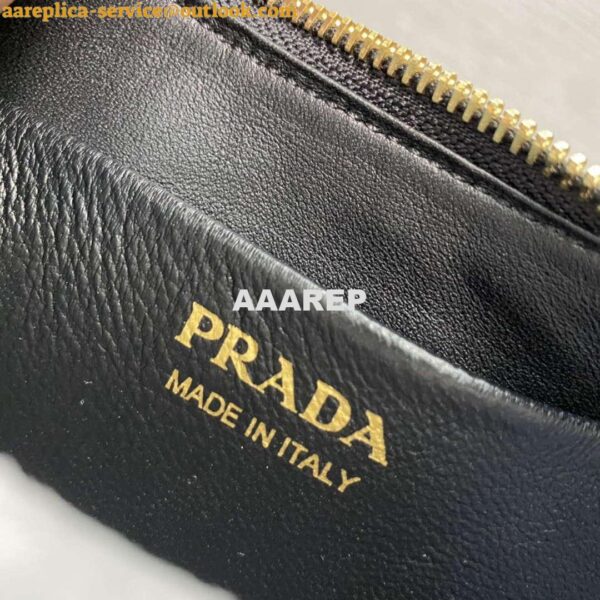 Replica Prada 1BC194 Prada Arqué Leather Shoulder Bag Black 10