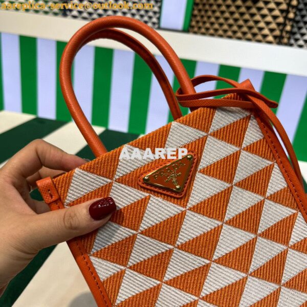 Replica Prada 1BA355 Symbole Jacquard Fabric Micro Bag Orange White 6