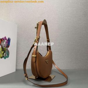 Replica Prada 1BC194 Prada Arqué Leather Shoulder Bag Cognac 2