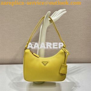 Replica Prada Re-Edition Yellow Saffiano leather mini-bag with adjusta