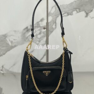 Replica Prada Re-Nylon and brushed leather mini-bag 1BC198 Black