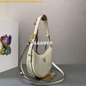 Replica Prada 1BC194 Prada Arqué Leather Shoulder Bag White 2