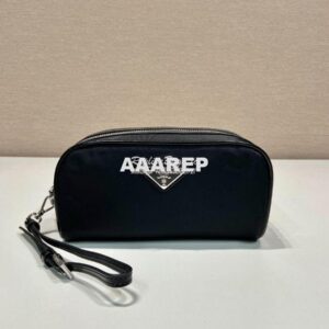 Replica Prada Re-Nylon and brushed leather pouch