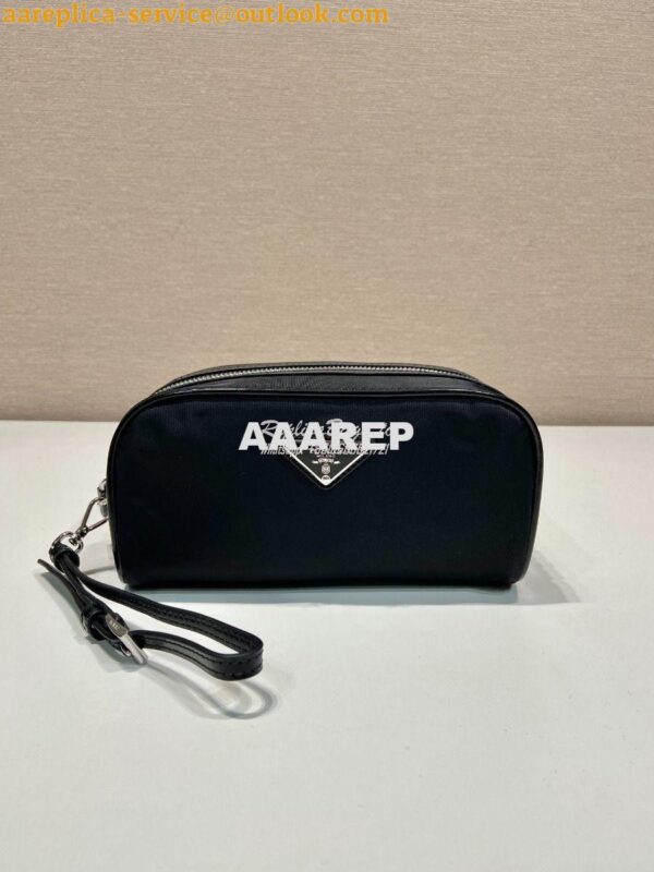 Replica Prada Re-Nylon and brushed leather pouch 3