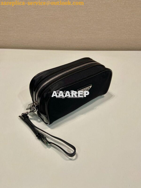 Replica Prada Re-Nylon and brushed leather pouch 7