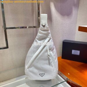 Replica Prada Re-nylon And Leather Backpack 2VZ092 White