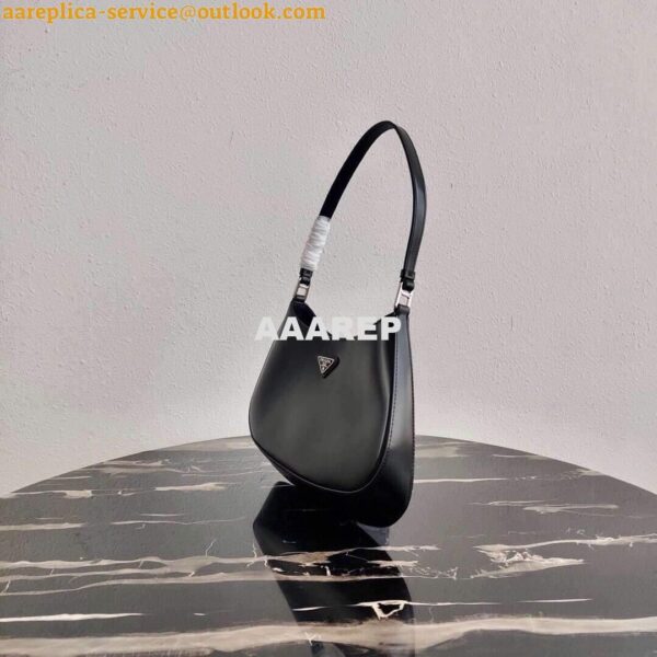 Replica Prada 1BC499 Prada Cleo Brushed Leather Shoulder Bag in Black 3