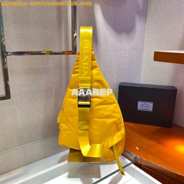 Replica Prada Re-nylon And Leather Backpack 2VZ092 Yellow 10