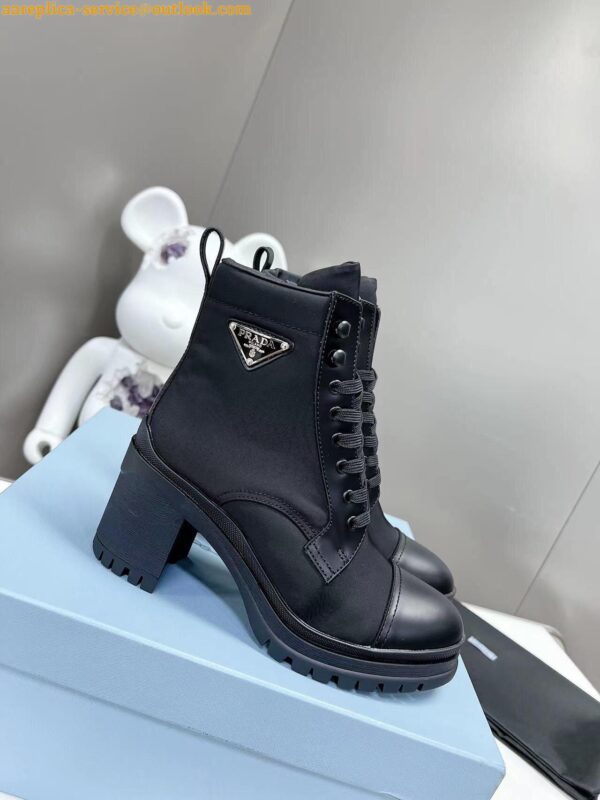 Replica Prada Ankle Boots in Black Brushed Leather and Re-Nylon 5