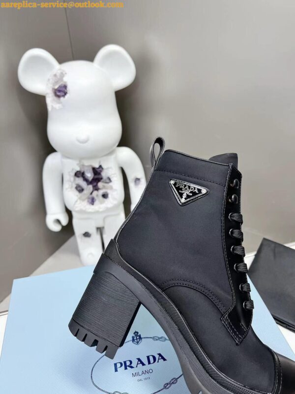 Replica Prada Ankle Boots in Black Brushed Leather and Re-Nylon 7