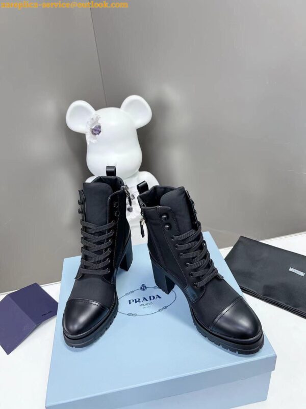 Replica Prada Ankle Boots in Black Brushed Leather and Re-Nylon 8