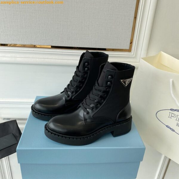 Replica Prada Ankle Boots in Black Brushed Leather and Re-Nylon 17