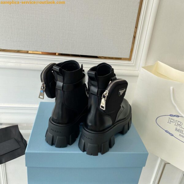 Replica Prada Monolith Boots in Black Leather and Nylon Fabric 6