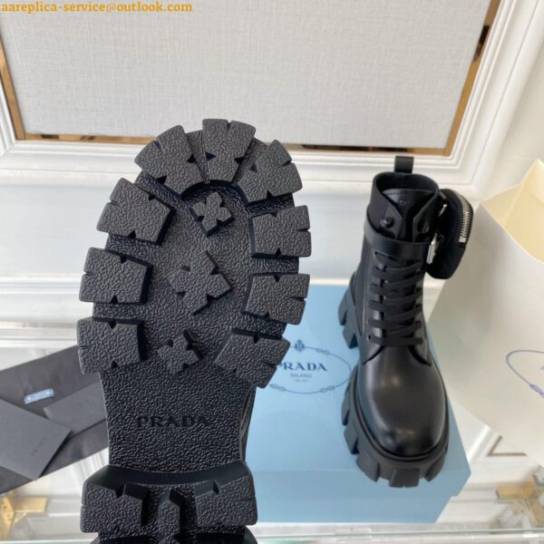 Replica Prada Monolith Boots in Black Leather and Nylon Fabric 7