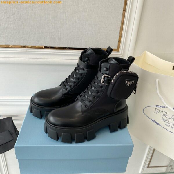 Replica Prada Monolith Boots in Black Leather and Nylon Fabric 8