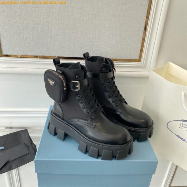 Replica Prada Monolith Boots in Black Leather and Nylon Fabric 9