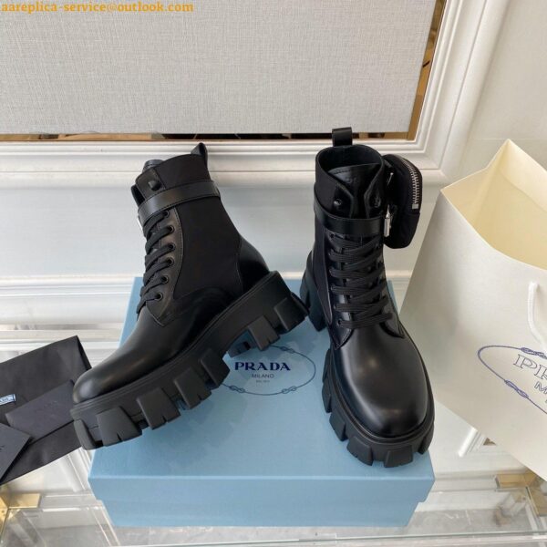 Replica Prada Monolith Boots in Black Leather and Nylon Fabric 10