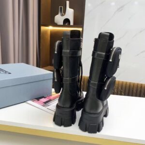 Replica Prada Monolith Boots in Noir Leather and Nylon Fabric