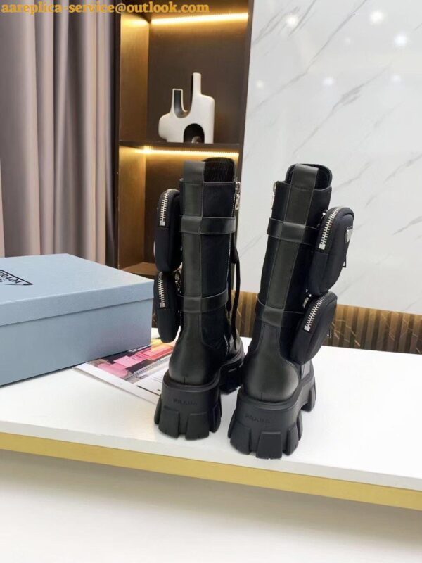 Replica Prada Monolith Boots in Noir Leather and Nylon Fabric 3