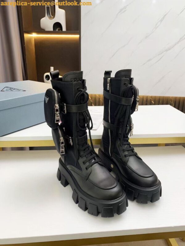 Replica Prada Monolith Boots in Noir Leather and Nylon Fabric 6