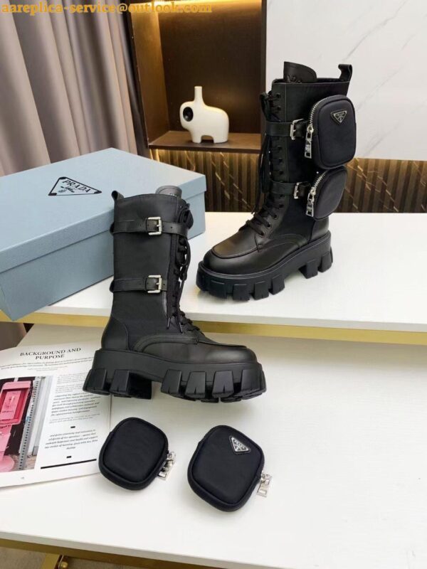 Replica Prada Monolith Boots in Noir Leather and Nylon Fabric 7