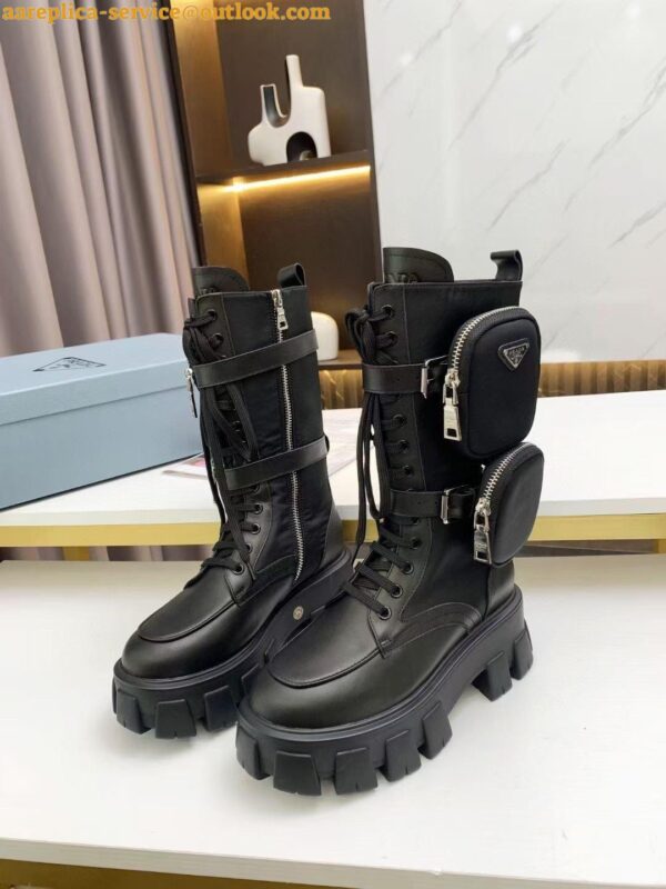 Replica Prada Monolith Boots in Noir Leather and Nylon Fabric 8