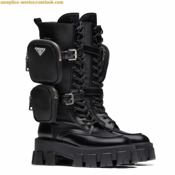 Replica Prada Monolith Boots in Noir Leather and Nylon Fabric 9