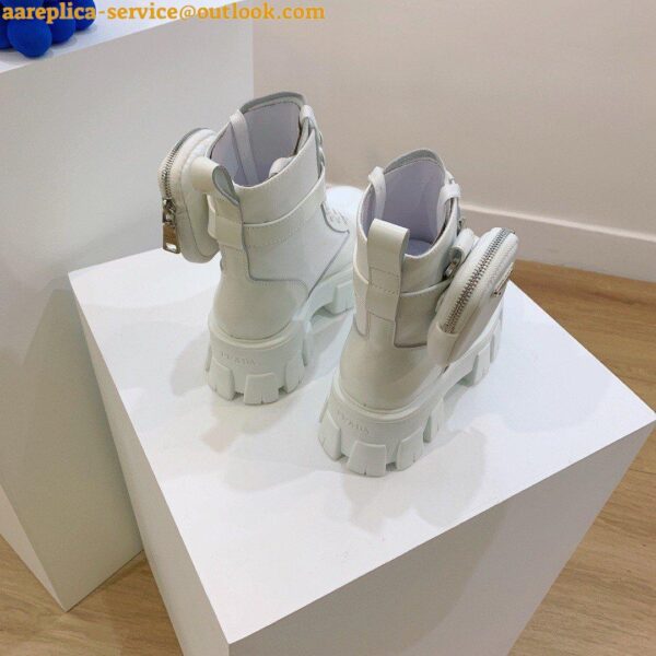 Replica Prada Monolith Boots in White Leather and Nylon Fabric 5