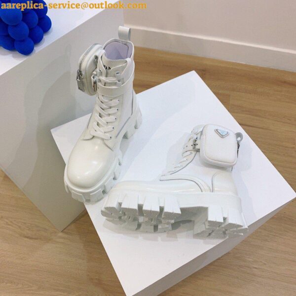 Replica Prada Monolith Boots in White Leather and Nylon Fabric 7