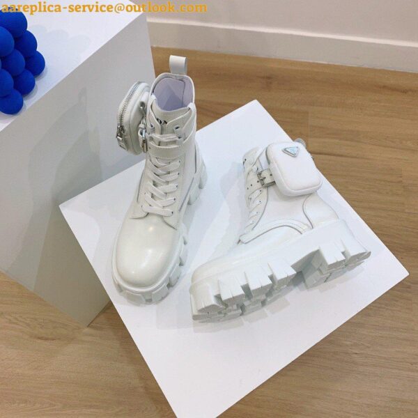 Replica Prada Monolith Boots in White Leather and Nylon Fabric 8