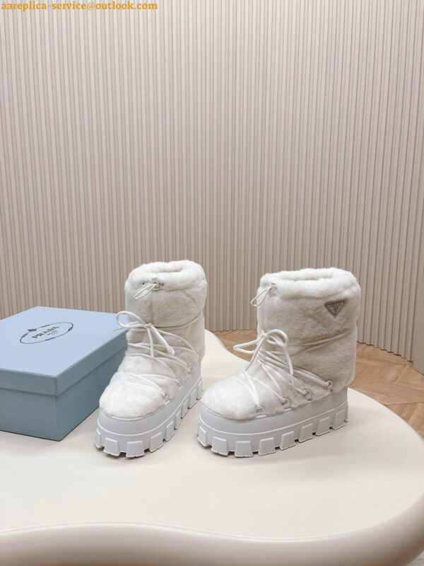 Replica Prada White Shearling Apres-ski Boots 5