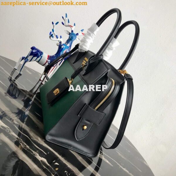 Replica Prada 1BA046 Medium Esplanade Leather Tote Bag Green and Black 3