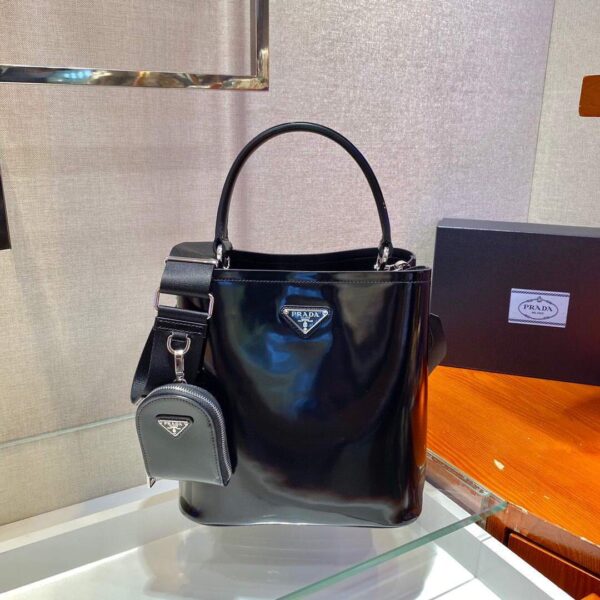 Replica Prada 1BA212 Medium Saffiano Leather Prada Panier Bag Black 3