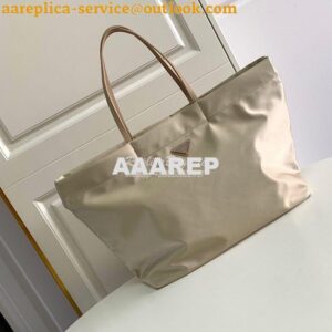 Replica Prada Re-nylon And Saffiano Leather Tote Bag 1BG107 Beige 2