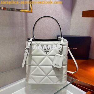 Replica Prada 1BA212 Medium Saffiano Leather Prada Panier Bag in White