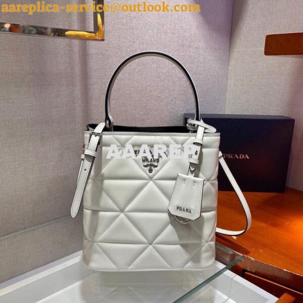 Replica Prada 1BA212 Medium Saffiano Leather Prada Panier Bag in White 3