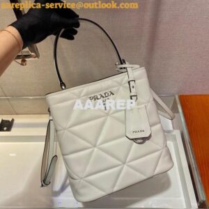 Replica Prada 1BA212 Medium Saffiano Leather Prada Panier Bag in White 2