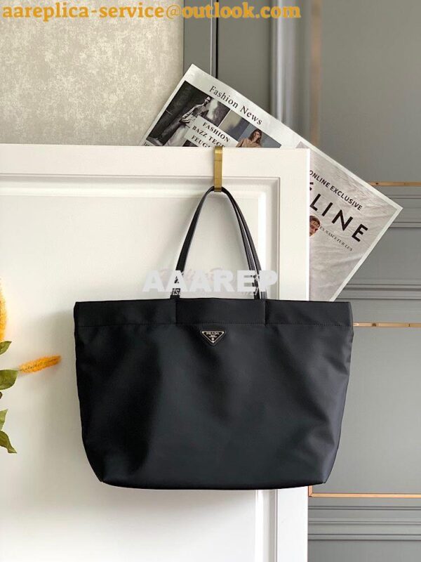 Replica Prada Re-nylon And Saffiano Leather Tote Bag 1BG107 Black 3