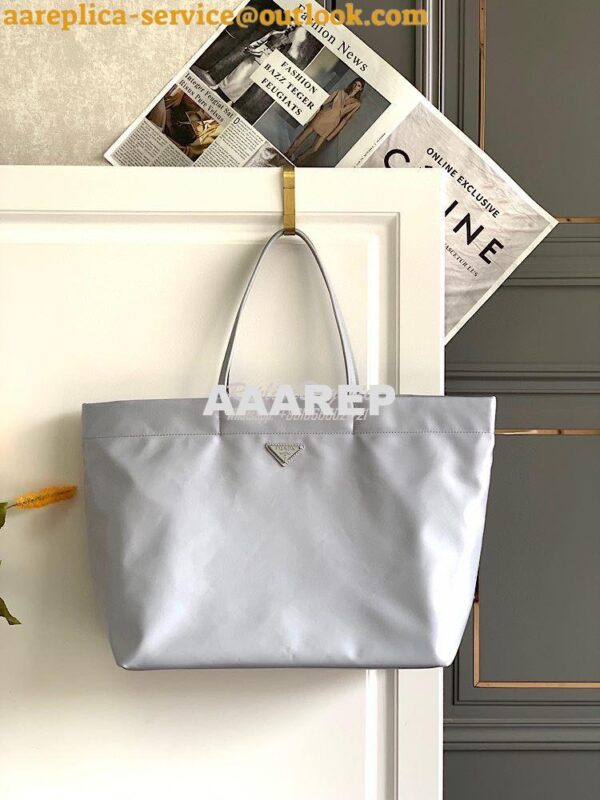 Replica Prada Re-nylon And Saffiano Leather Tote Bag 1BG107 Cornflower 3